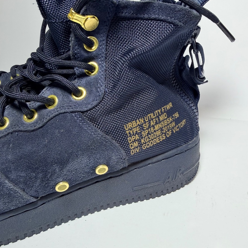 Nike SF Air Force 1 Mid Men 10.5 Obsidian Navy Gold Urban Utility 917753-400 - Picture 2 of 6